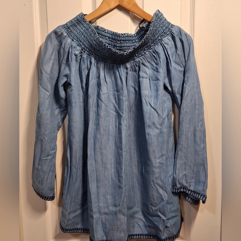 Bella Dahl Blue Denim Smocked Top Women's Medium